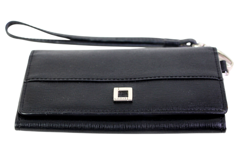 Lodis BLACK GENUINE LEATHER FLAP ID CARD BILL BIFOLD WALLET CLUTCH WRISTLET - Picture 6 of 12