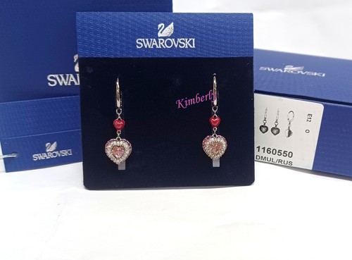 Swarovski Starlet Pierced Earring Dangle Heart Pink Purple Crystal NEW 1160550 - Picture 8 of 11