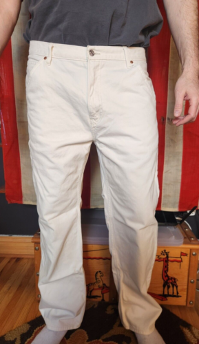 Men’s Calvin Klein Wide Leg Fit Carpenter Jeans 36 x 32 Vintage Style Off White - Picture 1 of 7