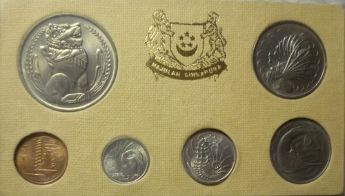 1975 SINGAPORE - OFFICIAL MINT SET (6) - YR of RABBIT - ORIG. BROWN WALLET -RARE - Picture 5 of 13