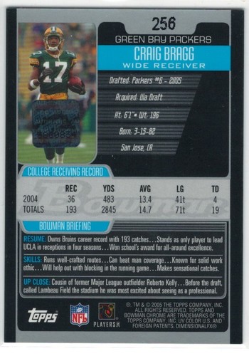 Tarjeta de novato Bowman 2005 cromada Craig Bragg automática # 256 - Imagen 2 de 2