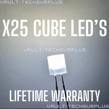 12 Volt White 5mm Cube LED Resistor Built In GM Instrument Panel Upgrade 25pc