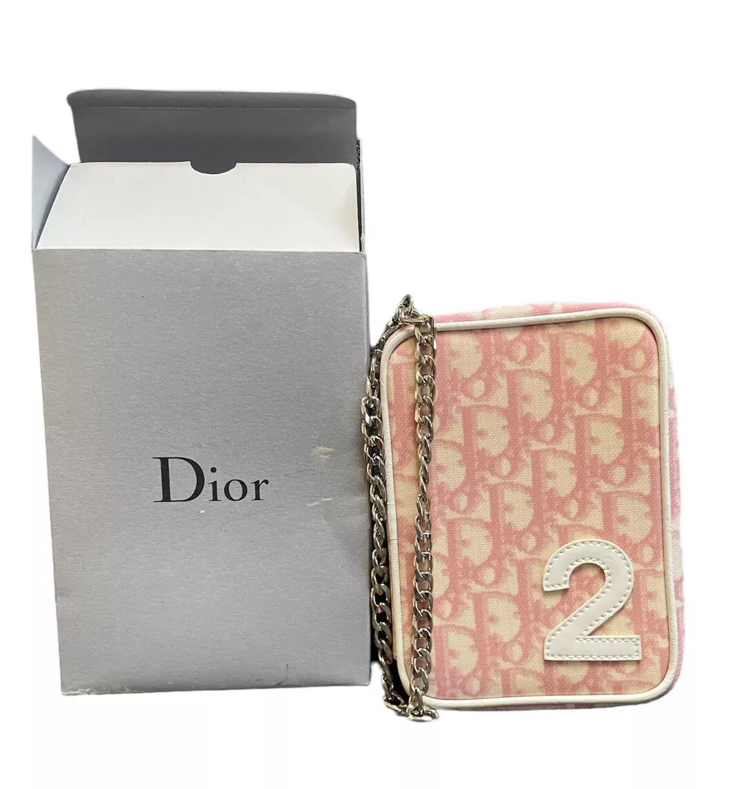 Sacoche authentique Dior rose et blanc trotter toile