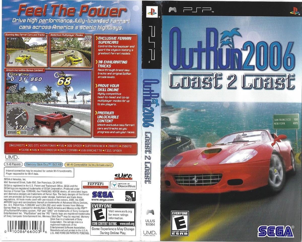 Outrun 2006 Coast 2 Coast PSP Box Art Case Insert Cover Only Outrun 2006 Coast 2 Coast PSP Box Art Case Insert Cover Only