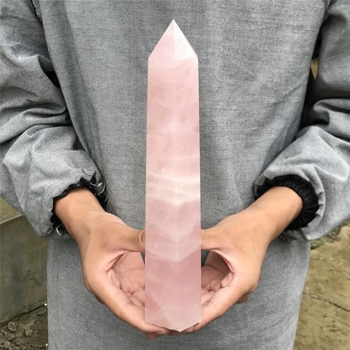 Piedra de obelisco de cristal de cuarzo rosa natural de 2,7 libras XA2257 - Imagen 3 de 17