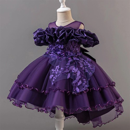 Fashion Pink Girl Party Dress Birthday Tulle Princess Dress Kids Pageant Gown - Picture 9 of 32