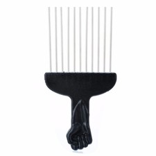 5 x Afro Metal Comb With Black Fist Pik Unitangle African Hair Pik 5 for 5.99