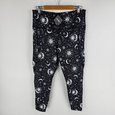 BlackMilk Tights Womens Size XL Black White Sun Moon Print Elastic Waist NWT