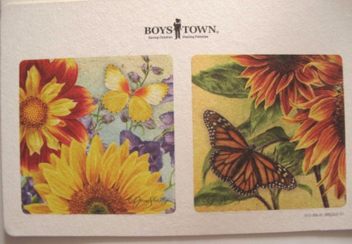Chipboard Coasters Butterflies & Song Birds Art Boys Town Double Side Set of 8 - Picture 5 of 5