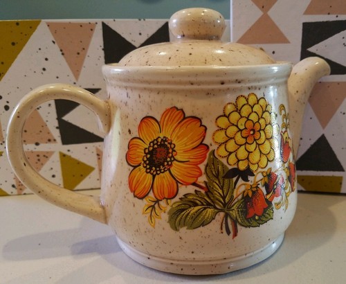 SADLER VINTAGE HECHO EN INGLATERRA TETERA PINTADA A MANO MEDIADOS DE SIGLO Raro Floral - Imagen 2 de 11