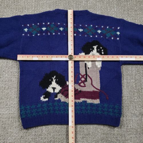 Suéter Mujer Woolrich Años 90 De Colección Grande Azul 100% Lana Cachorro Perro Grueso Tejido - Imagen 7 de 9