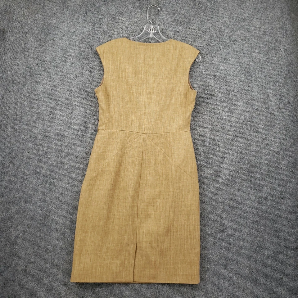 Vestido Ellen Tracy Mujer M Mediano Marrón Mini Cuello en V Funda Sin Mangas Línea A Foto 2 de 4