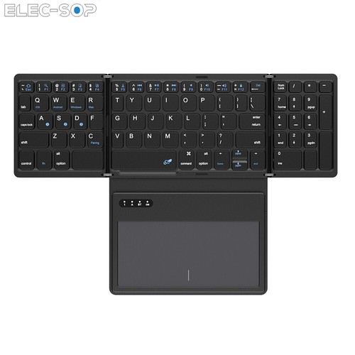 Leather Portable Mini Bluetooth Wireless Foldable Travel Keyboard w/ Touchpad - Picture 10 of 11