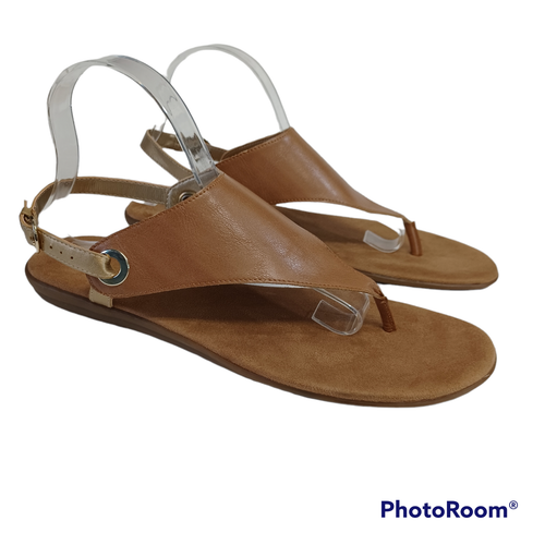 Aerosoles Tan Gold Conchlusion Vegan Leather T Strap Comfort Sandals Womens 12 M | eBay