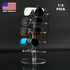 2Pcs 5 Layer Acrylic Eyeglasses Glasses Display Stand Rack Sunglasses Holder USA