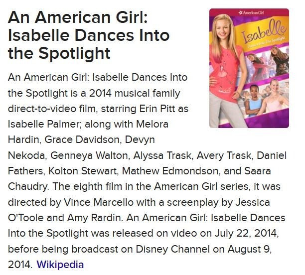 An American Girl: Isabelle Dances in the Spotlight (DVD,2014,Widescreen ...