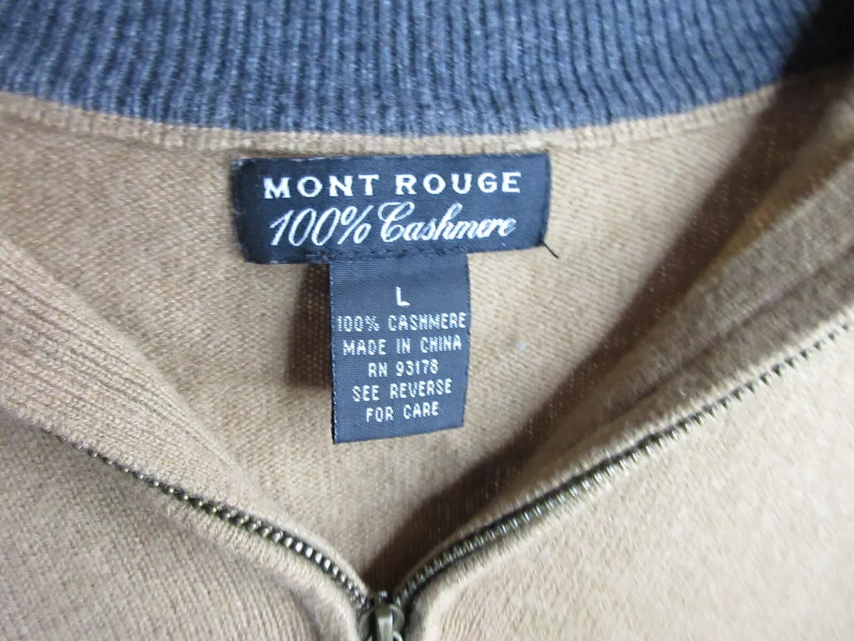 Sz L MONT ROUGE Men's Sweater Coffee Brown 100% Cashmere Pullover