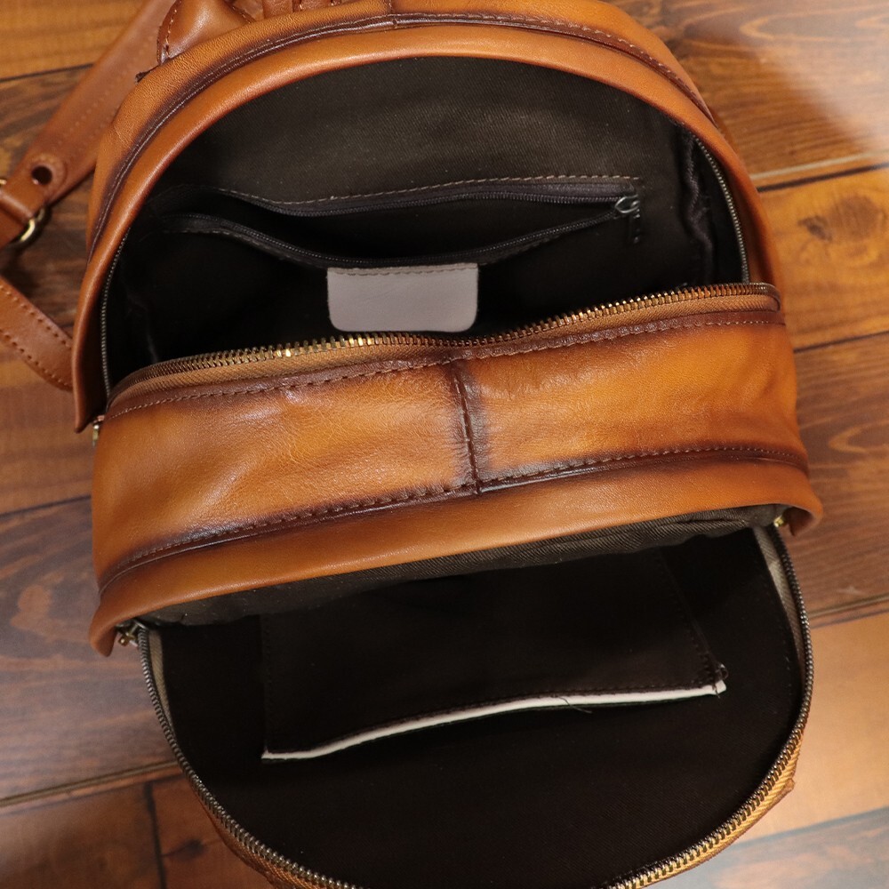 Genuine Leather Backpack for Women Hand Painted Knapsack  display picture 1