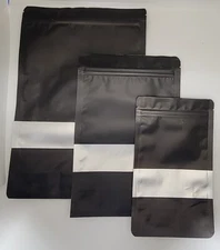 50 Pack of Silver Inside Matte Black Mylar Sealable Zip Lock Bag w/ Window