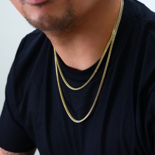 14K Yellow Gold 1.5mm-5mm Franco Square Box Chain Necklace Mens Womens 16"- 30" - Picture 104 of 108