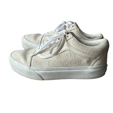 VANS Old Skool Deboss Women’s 8 Men’s 6.5 Platform Trainers Athletic White Cas