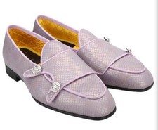 Mens Fashion British Round Toe Textured Slip On Loafers Casual Party Dress Shoes