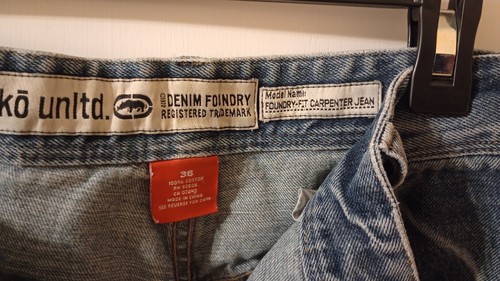Ecko Unltd Carpenter Jeans Men’s 36x30 Baggy Distressed Y2K Bottom Leg Damage - Picture 4 of 14