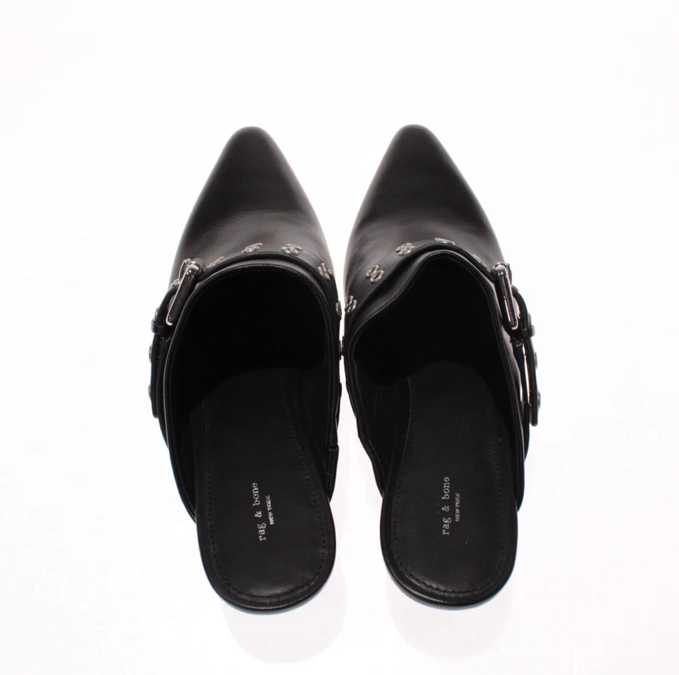 Mules Rag & Bone NWB Slip-On Spire con hebillas talla 40 (US 10) en cuero negro Foto 4 de 4