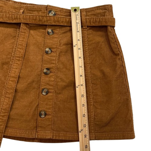American Eagle NWT Hi-Rise A-Line Tie Waist Corduroy Mini Skirt Tan Color Size 2 - Picture 11 of 11