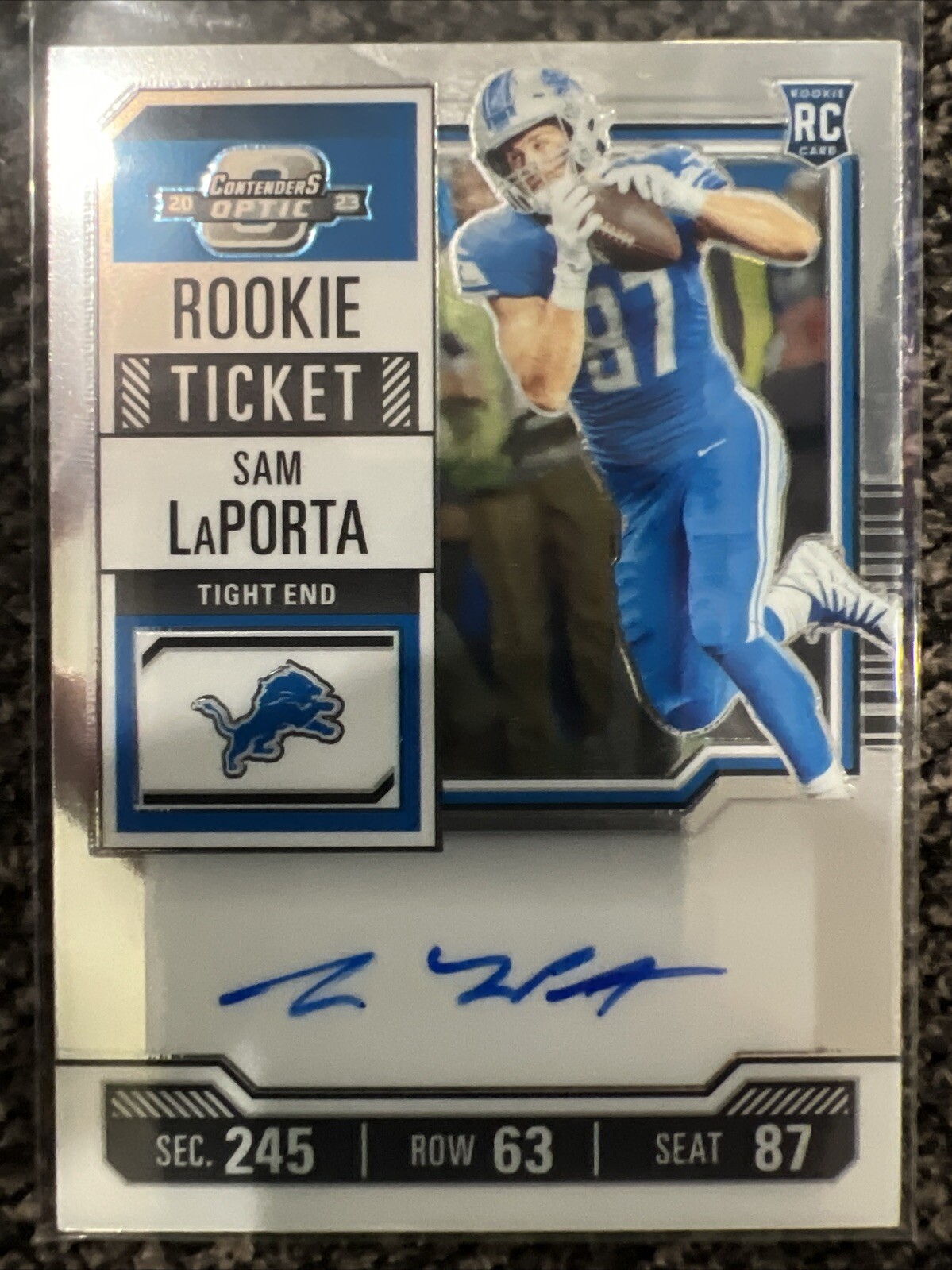 2023 Contenders Optic Sam Laporta Rookie Ticket Auto Detroit Lions