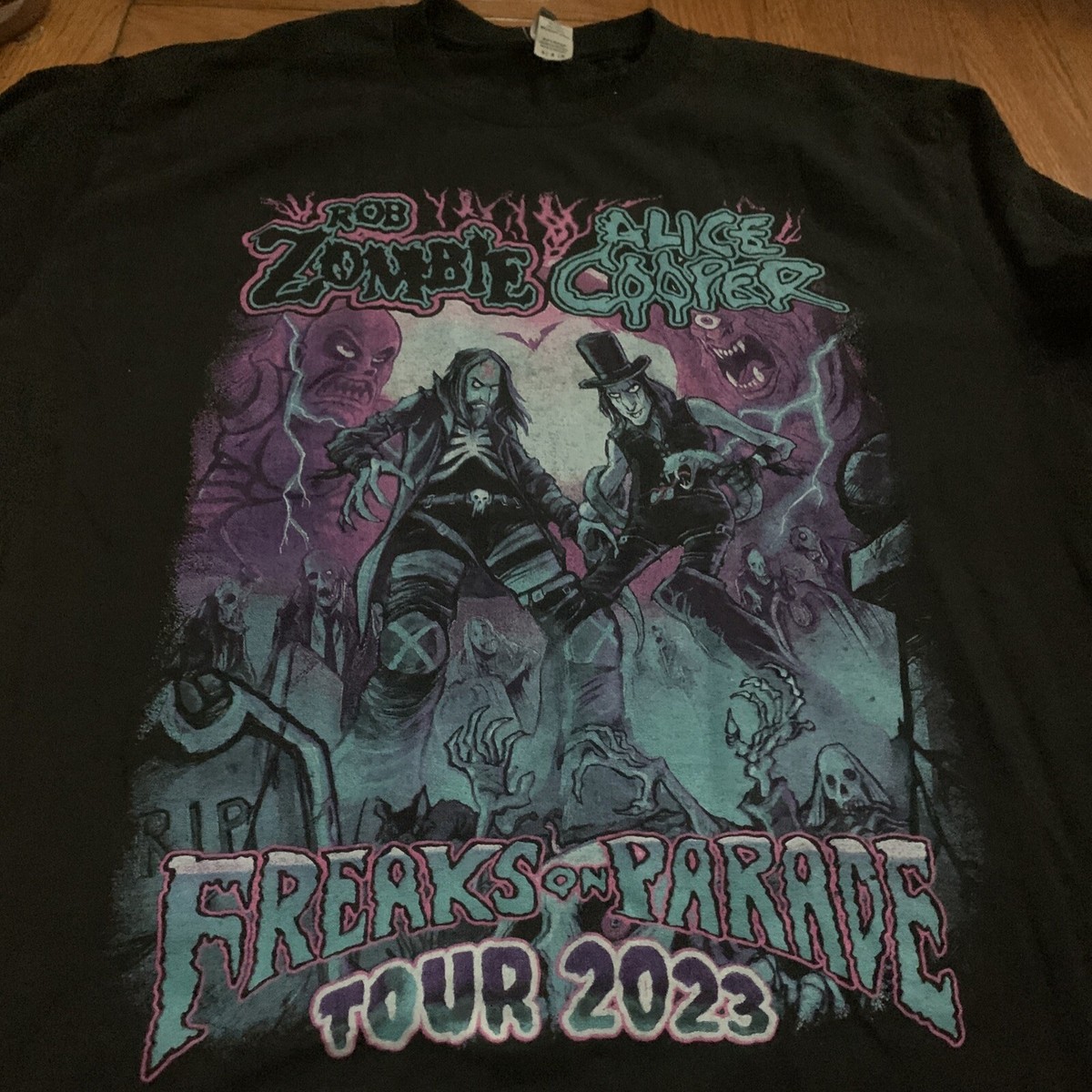Rob Zombie & Alice Cooper Freaks on Parade 2023 Tour T-Shirt Size