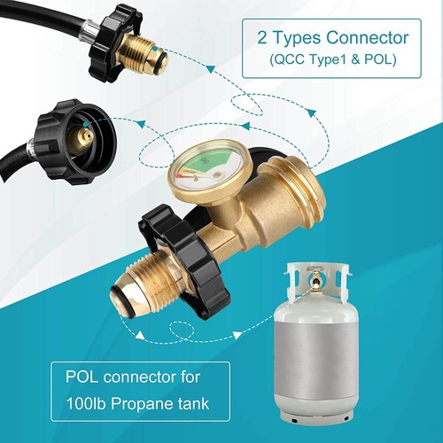 Propane Tank Gauge RV Pressure Brass Adapter Gas Level Meter Grill BBQ Indicator - Picture 7 of 15