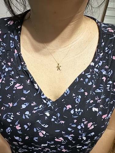 14k Solid Gold Script Letter K Necklaces Dainty Pendant Gold for Women, 18” - Picture 11 of 11