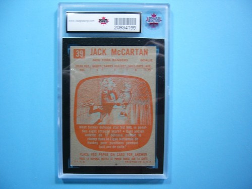 1960/61 TOPPS NHL HOCKEY CARD #39 JACK MCCARTAN ROOKIE RC KSA 6.5 EX/NM+ SHARP!! - Picture 2 of 2