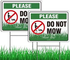 Do Not Mow Sign,No May Yard Sign for Lawn,2Pack-12" x 12X9Inches, Green