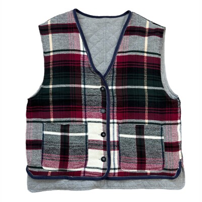 Mens Reversible Plaid Flannel Vest Colours Alexander Julian L