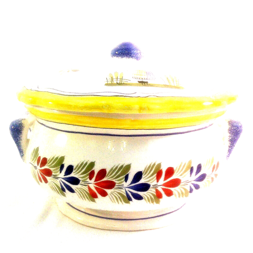 HB HENRIOT QUIMPER FRANCE XL SOUP TUREEN LID BRETON LADY 2 HANDLE NO LADLE XLNT! - Picture 12 of 12