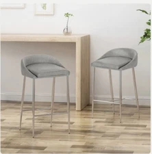 Fanny Upholstered Bar Stools, Modern, Upholstered (Set of 2)