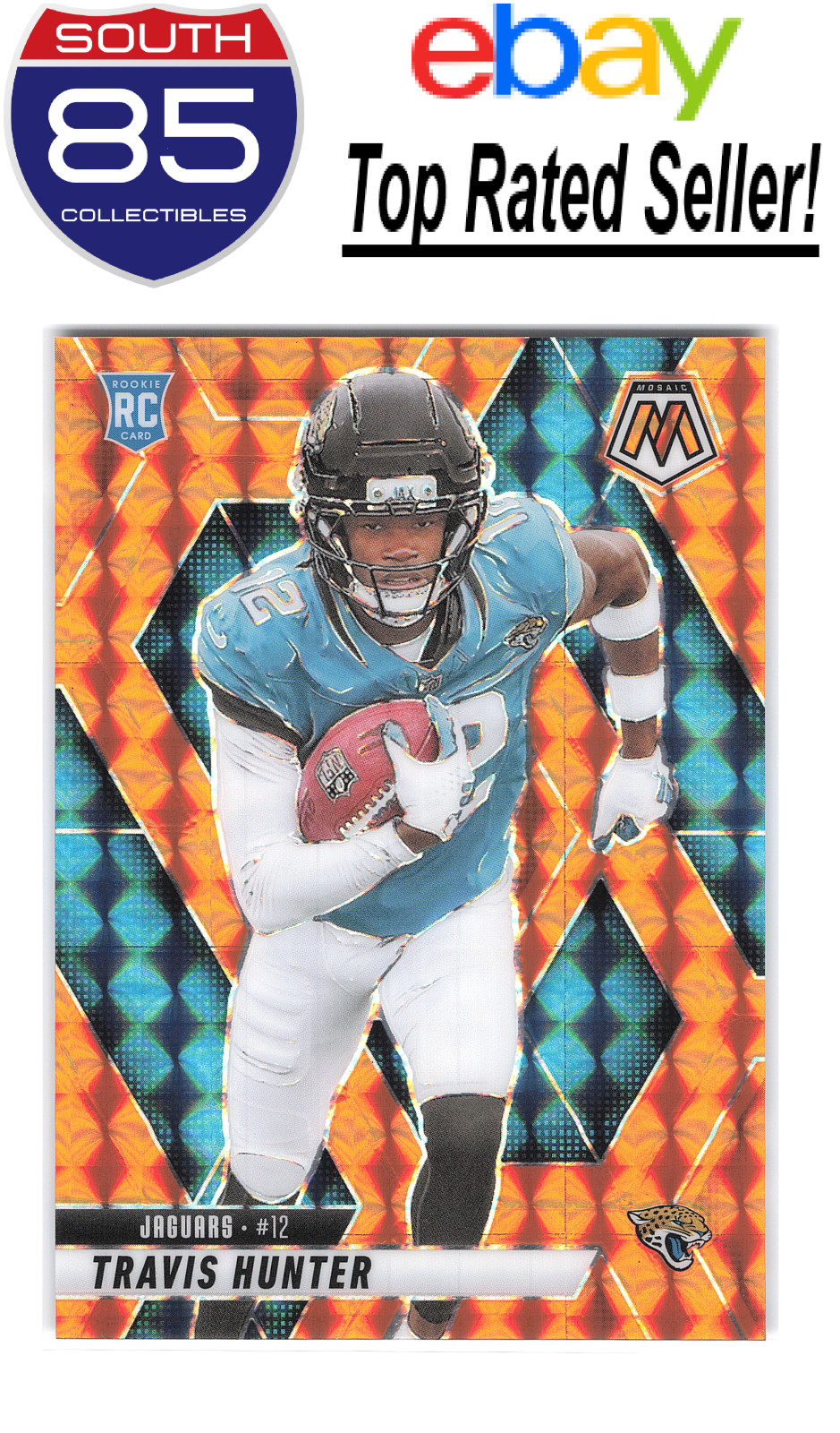 2025 Mosaic Travis Hunter Rookie Orange Mosaic Prizm 63/199 #301 RC