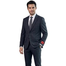 Hugo Boss Mens Kari232X Dark Blue Plaid Modern Fit Suit Jacket Blazer 40R NEW
