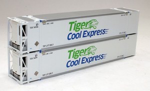 ScaleTrains (2) 53' Reefer Containers Tiger Cool Exp. TGXU 56099, 560306 HO 1/87
