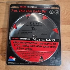 Craftsman 932176 7" Thin Rim Dado Set 5/8" Arbor NOS