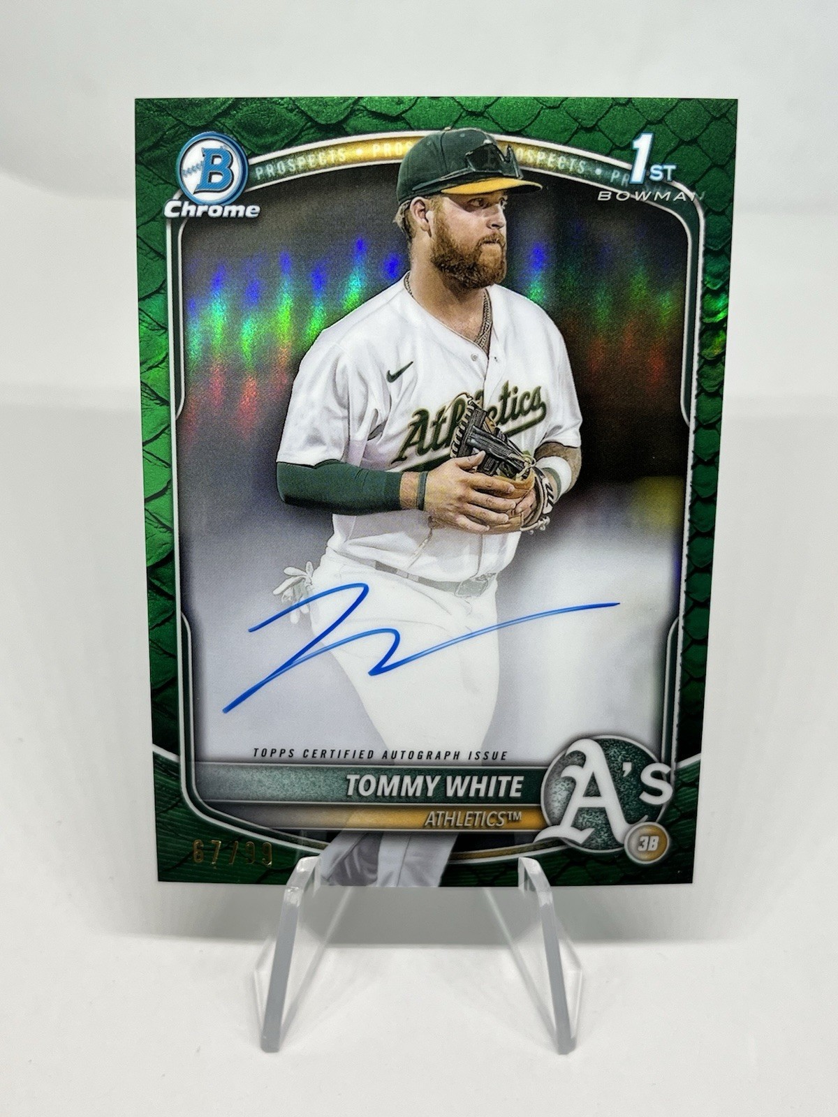 2025 Bowman Chrome Tommy White Auto Reptilian Green Refractor /99 Card 1st