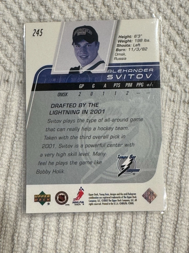 2002-03 Upper Deck Young Guns Rookie SP Card Alexander SVITOV #245 RC - Image 3 of 3