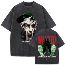 MF DOOM Washed Black Graphic T Shirt Hip Hop Rap Streetwear Unisex Tee