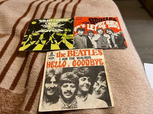 THE BEATLES 3 French 7" 45  GET BACK SOMETHING HELLO GOODBYE discs Ex sleeves VG