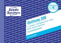Avery Zweckform 306 Quittungsblock (A6 Quer, 2X50 Blatt, 1 Blatt Blaupapier, FäL