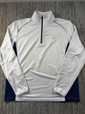 Masters Pullover Shirt Mens Medium White Golf Quarter Zip Masters Tech