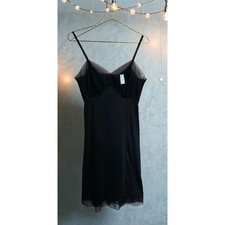 VINTAGE NEW 1960's Van Raalte Women's Black with Lace Trim Slip Dress Size 32