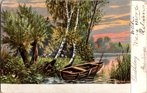 Grüße - schöne malerische alte Grußkarte o/18 AY2652 - Bild 1 von 2